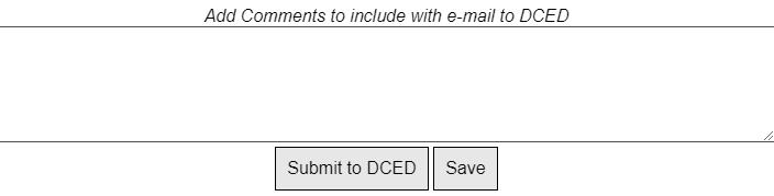 example of comment entry box to include with email to d c e d when submitting discretionary request.